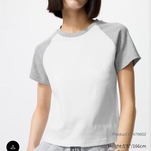 Uniqlo grey and white raglan mini t-shirt